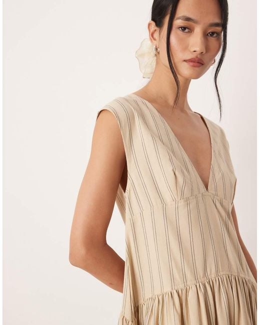 ASOS Natural Deep V Neck Oversized Maxi Dress