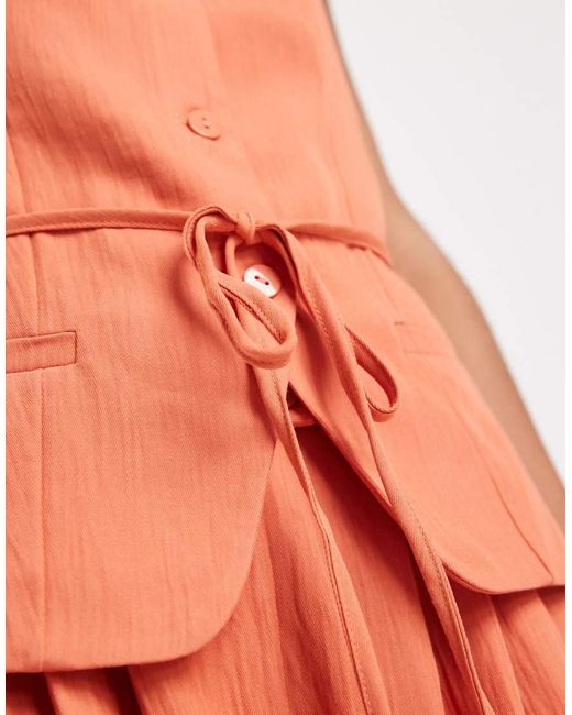 Vero Moda Orange Tailored Cami Strap Tie Waist Waistcoat Co-Ord