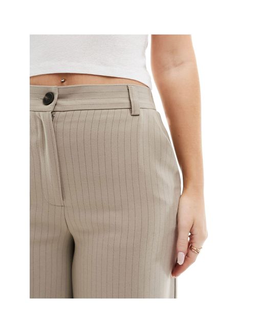 Hourglass - pantaloni dad fit a fondo ampio color tortora con motivo gessato di ASOS in Natural