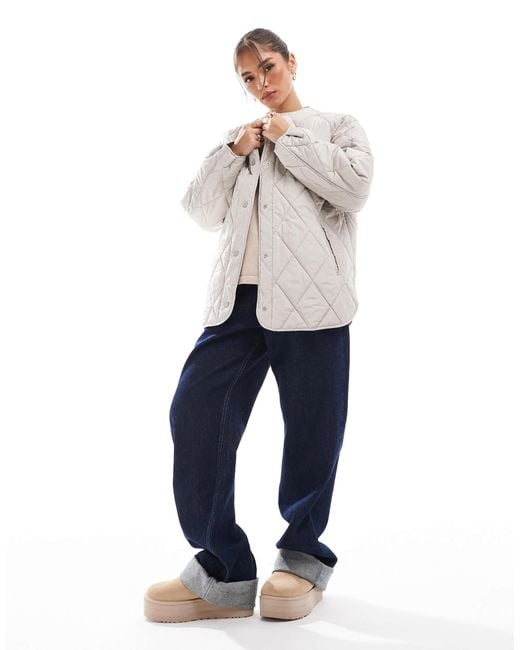Pieces White Quilted Lightweight Jacket