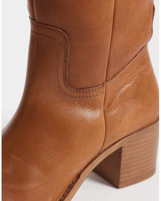 ASOS Brown Clyde Round Toe Pull On Knee Boots