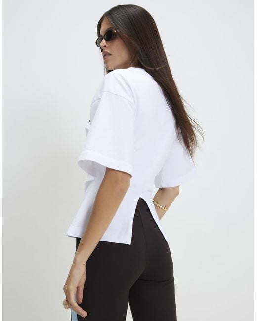 River Island White Pony Ruched Side T-Shirt