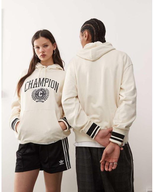Sudadera Blanca Con Capucha Y Estilo Universitario De Champion de color Natural