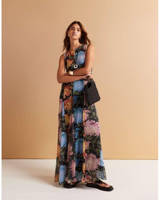 ASOS Natural Spliced Maxi Dress With Godet Hem
