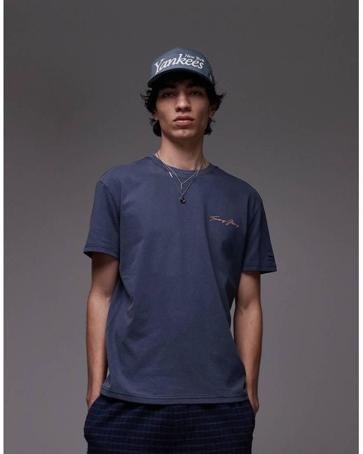 T-Shirt Con Grafica Stile Nautico Stampata Sul Retro di Tommy Hilfiger in Blue da Uomo