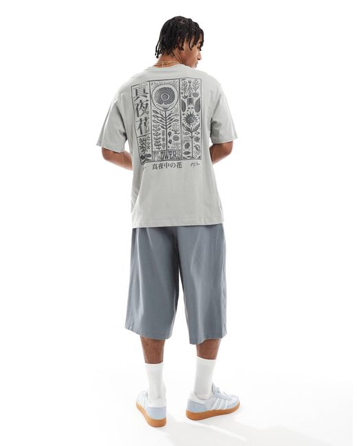 Only & Sons Gray Oversized Fit T-shirt With Block Back Print for men