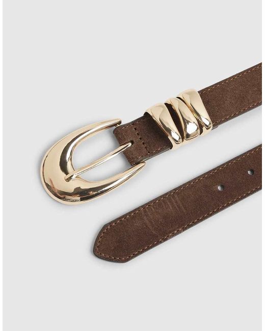 River Island White Suede Triple Keeper Belt