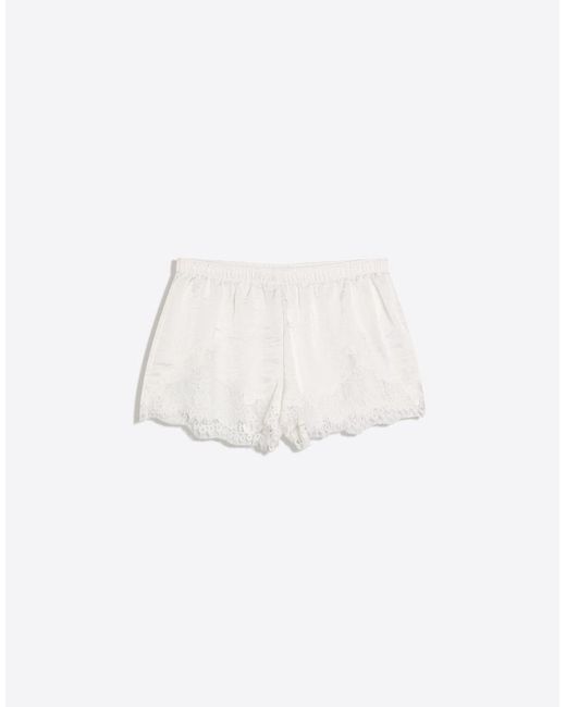 Bershka White Lace Sateen Shorts