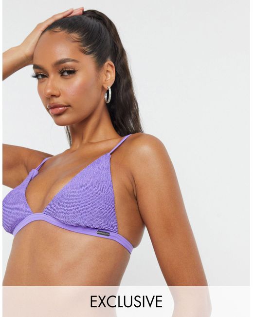 Free Society Mix And Match Scrunch Triangle Bikini Top in Purple | Lyst UK