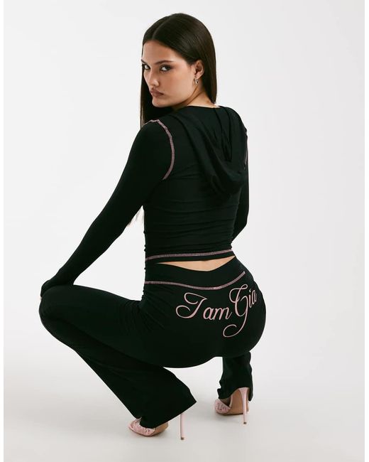 I.AM.GIA Black Blare Logo Contrast Stitch Zip Through Hoodie Co-Ord