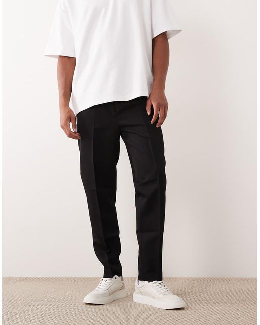 ASOS Black Tailored Pull On Tapered Trousers for men