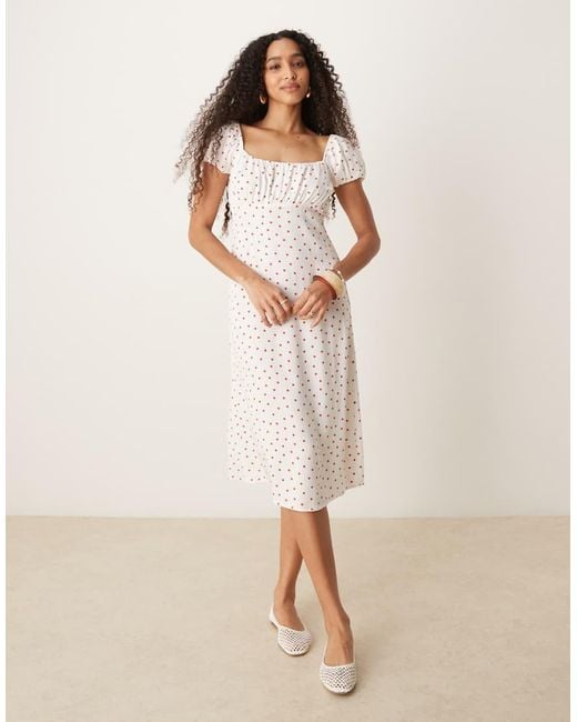 Nobody's Child Natural Raven Puff Sleeve Midi Dress
