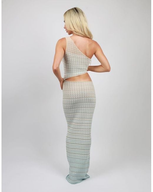 SIMMI Brown One Shoulder Knit Maxi Dress