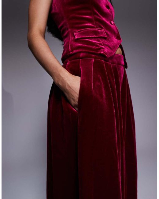 ASOS Purple Velvet Pleated Trouser Co-ord