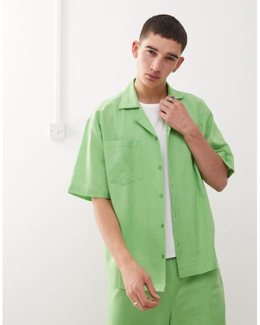 Collusion Green Textured Woven Shirt for men