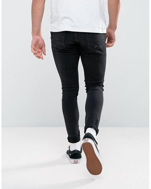 Jack & Jones Black Intelligence Liam Skinny Fit Ripped Jeans for men