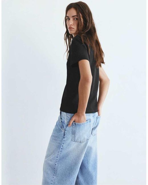 Pull&Bear Black Basic Short Sleeve T-shirt