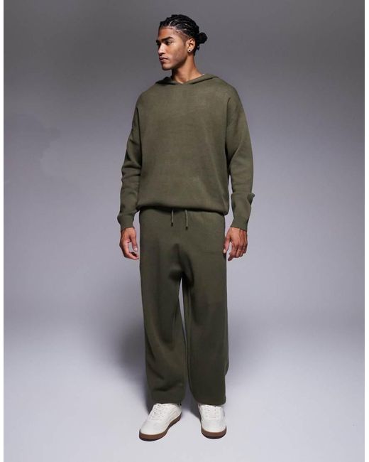 ASOS Green Oversized Knit Cuffed Sweatpants for men