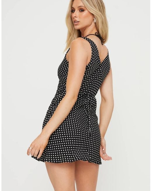 Princess Polly Blue Nellie Plunge Neck Tie Back Detail Mini Dress