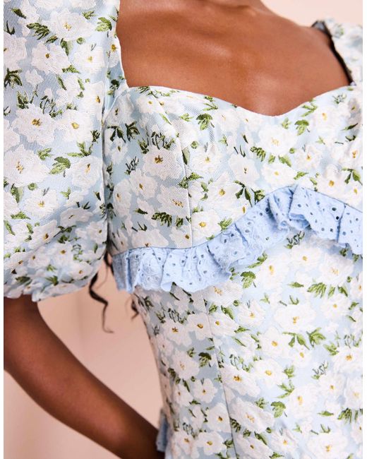 sachin and babi light blue dress White dress with embroidered flowers