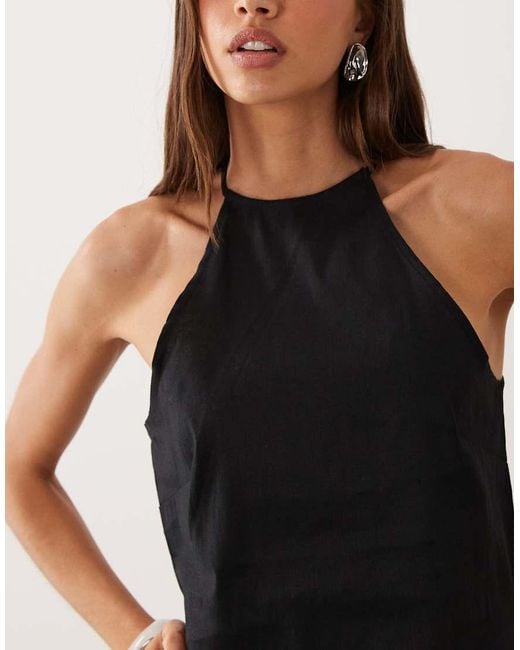 Mango Black Santori Linen Mix Cami Top
