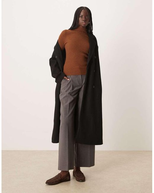 Mango Brown High Neck Light Knit Jumper