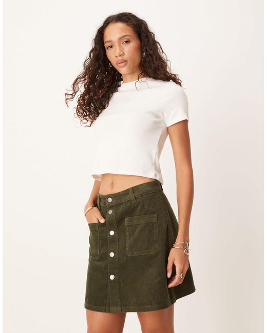 Jdy Natural Cord Button Through Mini Skirt