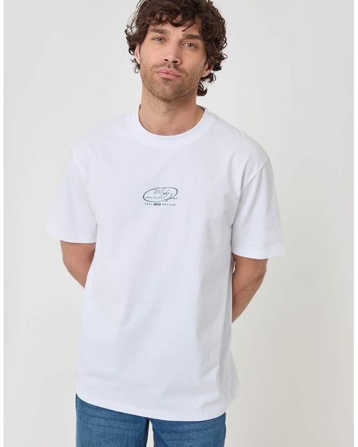 Threadbare White Relaxed Fit Graphic Cotton T-Shirt for men