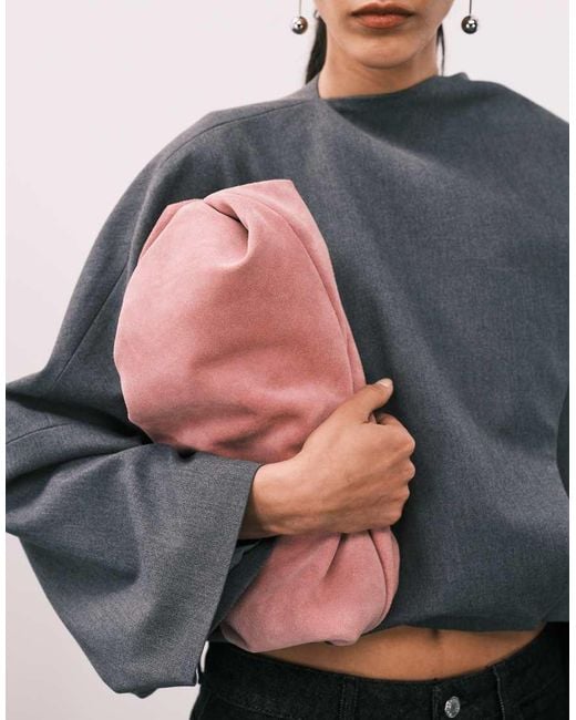ASOS Pink Premium Suede Cloud Clutch Bag