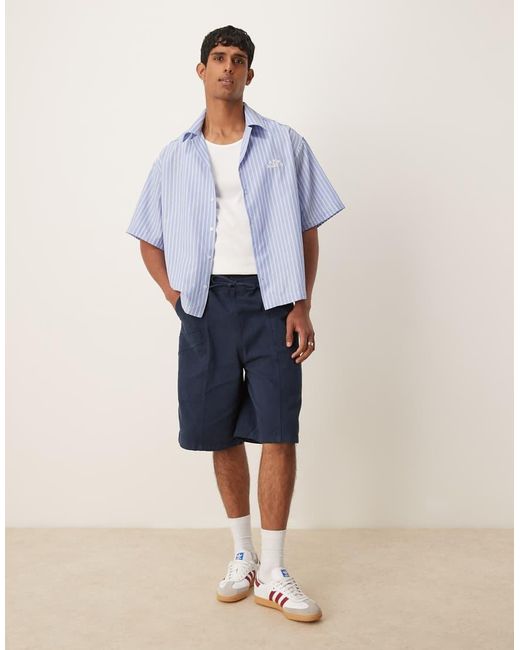 ASOS Blue Long Length Pull On Cargo Shorts for men