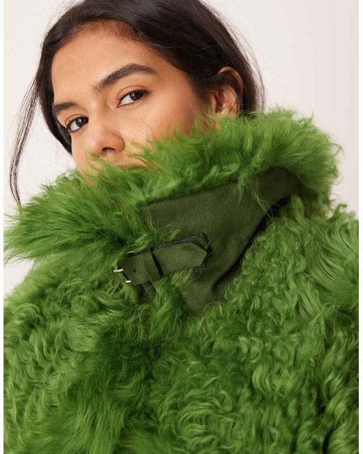 Urbancode Green Shearling Boxy Monster Jacket