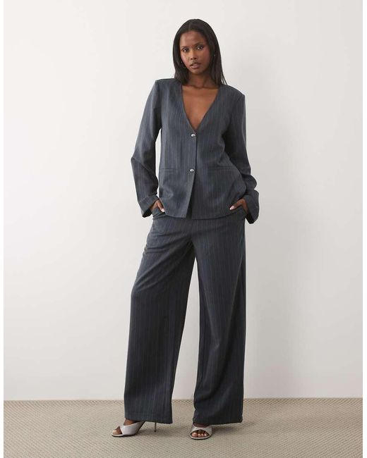 Vila Gray V Neck Tailored Oversized Blazer Co-ord