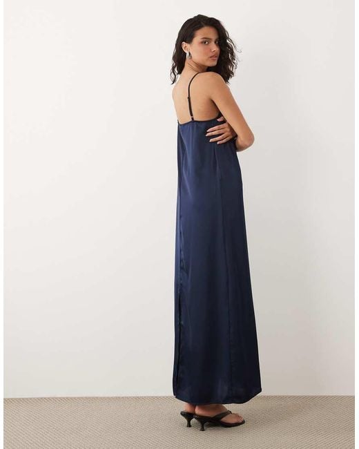 Vila Blue Satin Cami Maxi Dress