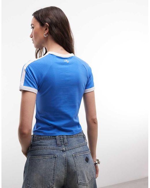 Reclaimed Vintage Blue Baby Tee With Italia Slogan