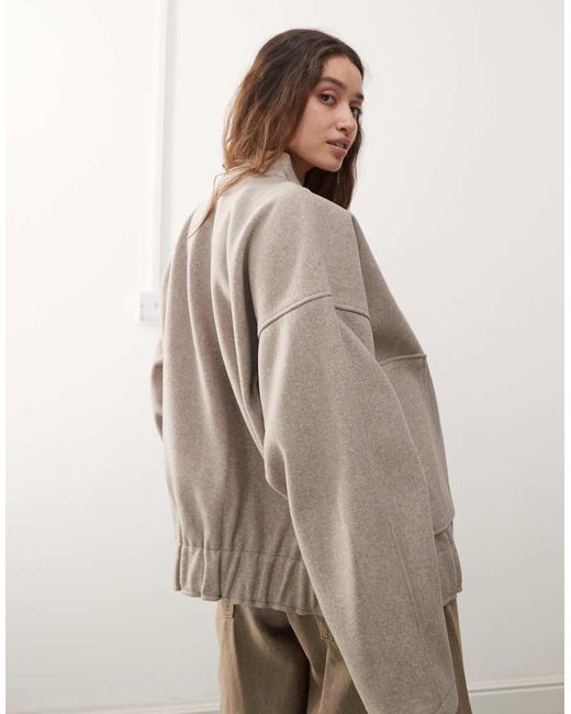 Noisy May Brown Brushed Bomber Jacket