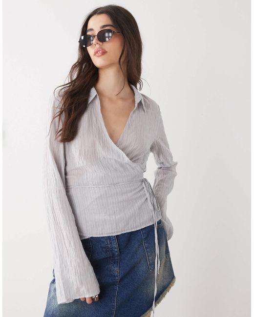 Weekday Gray Structured Wrap Shirt