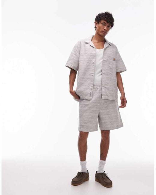Carhartt Gray Gellar Textured Relaxed Fit Short Co-Ord for men