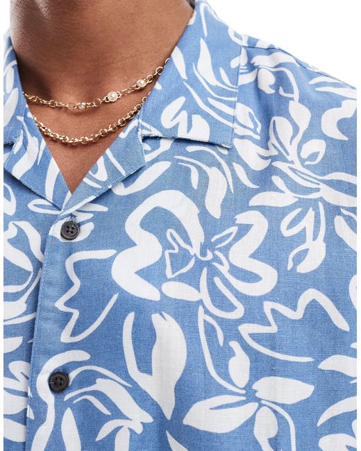 Threadbare – kurzärmliges, bedrucktes hemd in Blue für Herren