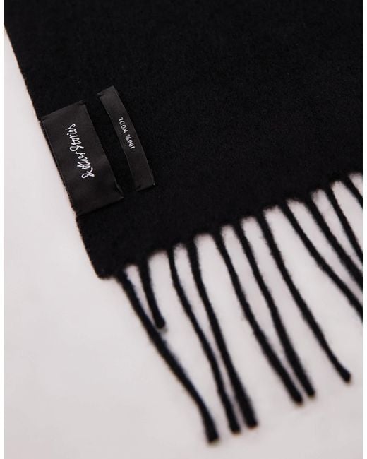 & Other Stories Black Premium Fringed Edge Pure Wool Scarf