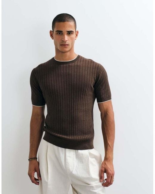 Mango Gray Contrast Trim T-shirt for men