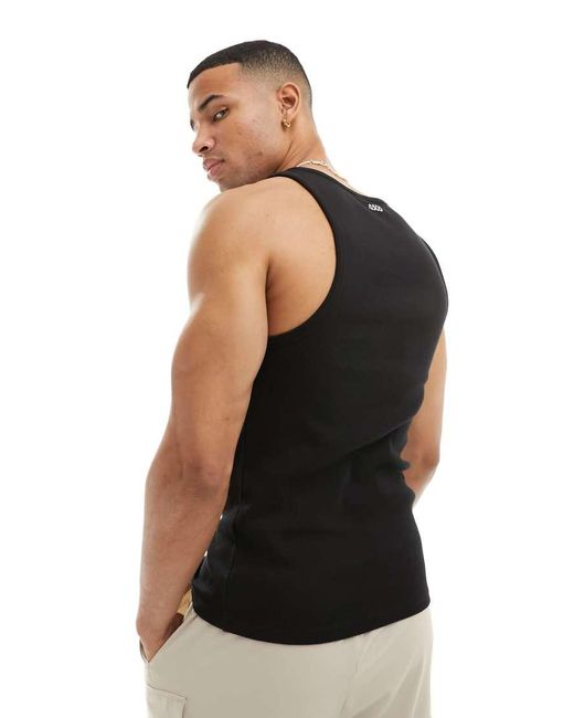 4505 White Icon Ribbed Cotton Training Racer Vest for men