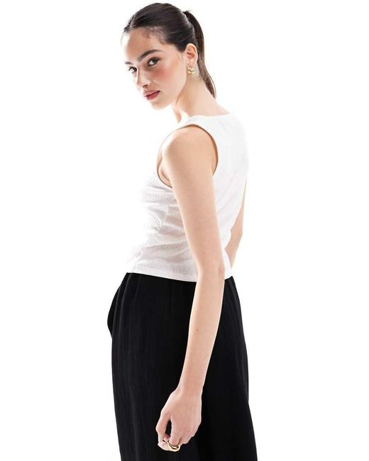 Canotta Bianca Allacciata Sul Davanti di New Look in White