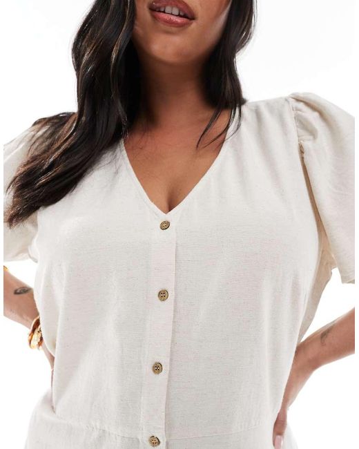 ONLY White Tie Detail Mini Dress With Linen