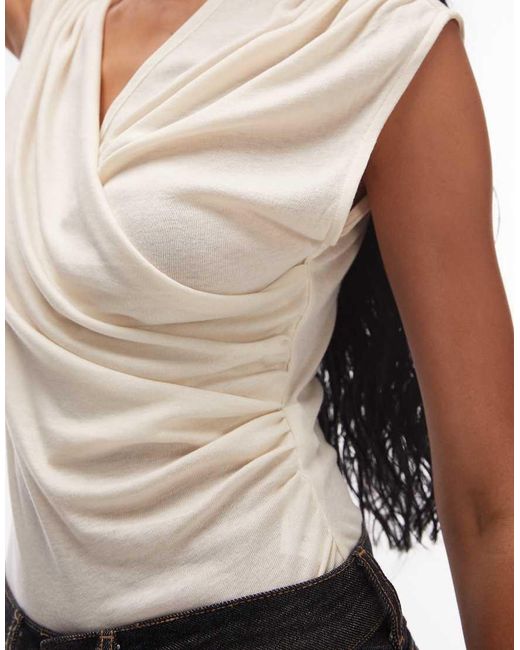 ASOS Natural Soft Jersey Drape Wrap Bodysuit
