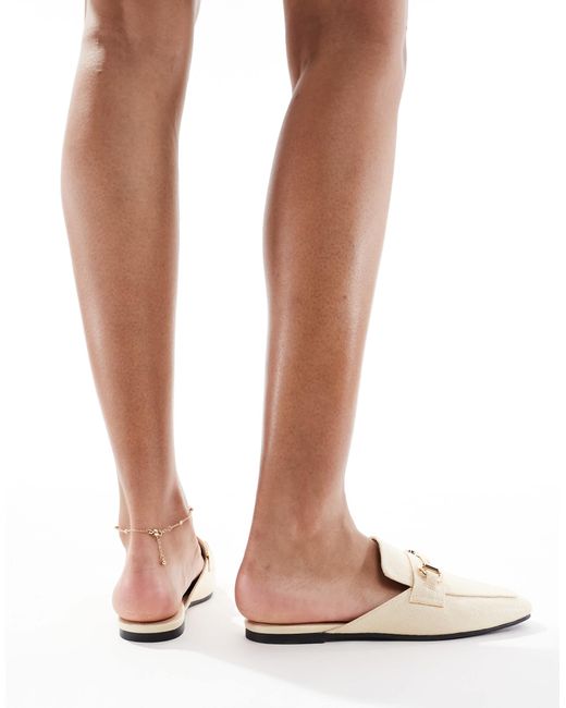 London Rebel White Buckle Loafer Mule