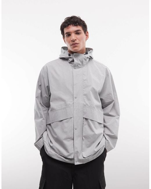 ASOS Gray Oversized Ripstop Windbreaker Jacket for men