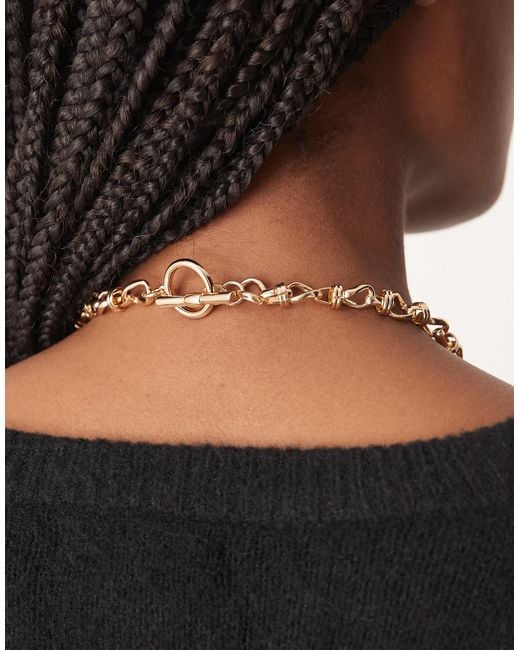 ASOS Brown Short T-Bar Necklace With Chunky Twisted Chain Links