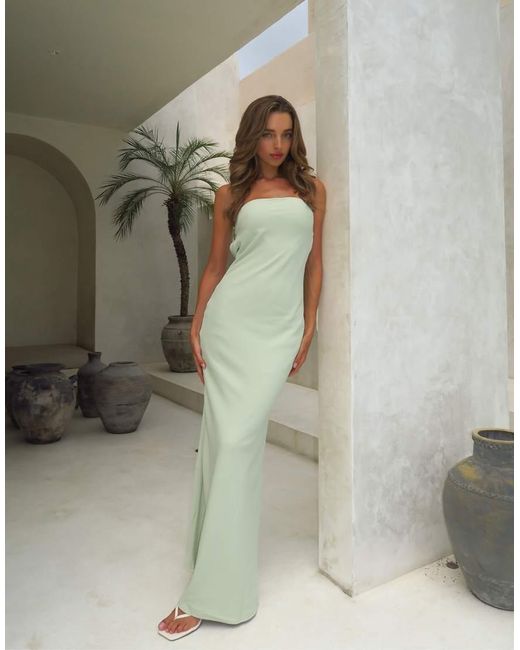 Aria Cove Natural Structured Bandeau Cowl Back Detail Maxi Dress