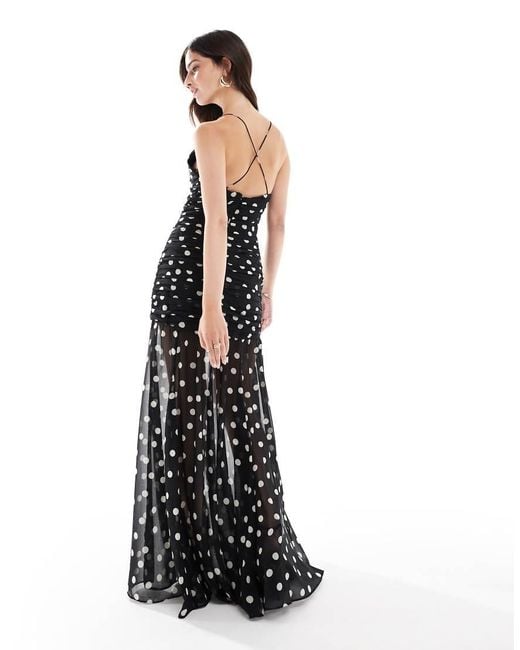 Mango Cut Out Spot Print Maxi Dress in White | Lyst UK