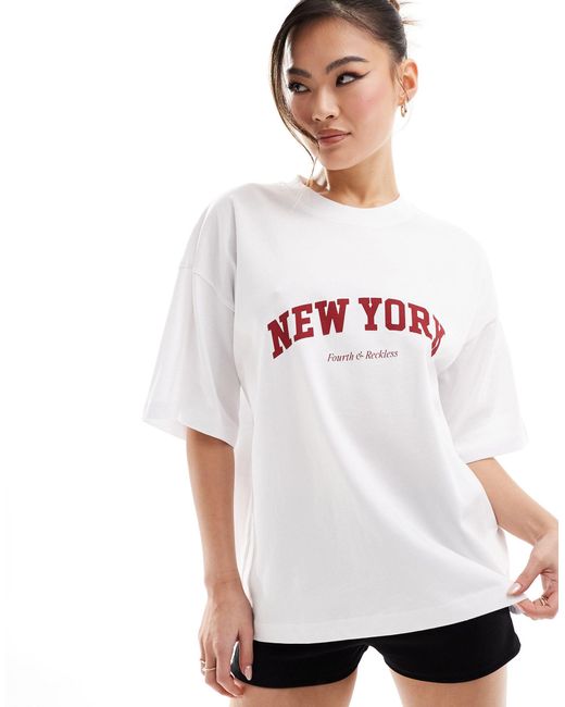 Macy - t-shirt confort 4th & Reckless en coloris White